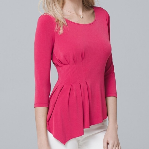 White House Black Market Tops - WHBM 3/4 SLEEVE ASYMMETRICAL KNIT TOP NWT